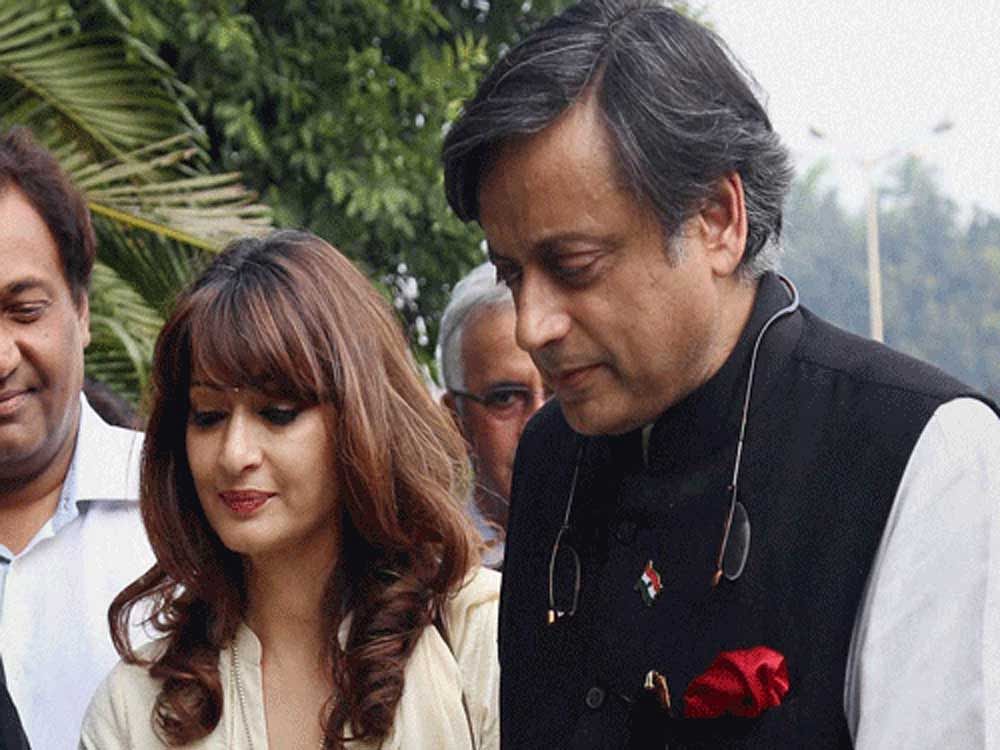 Congress MP Shashi Tharoor with his late wife Sunanda Pushkar. PTI file photo