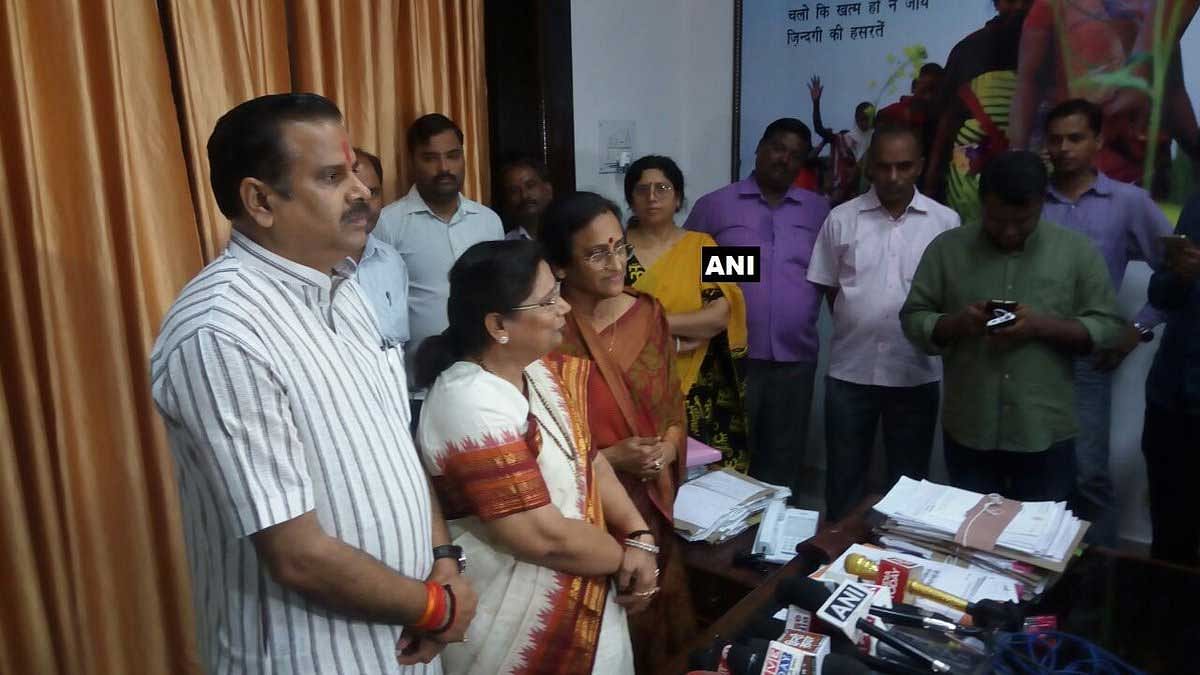 SP MLC Dr Sarojini Agarwal, who was considered to be close to senior SP leader and former UP minister Azam Khan, quit her membership of the house and joined the BJP. Picture courtesy ANI