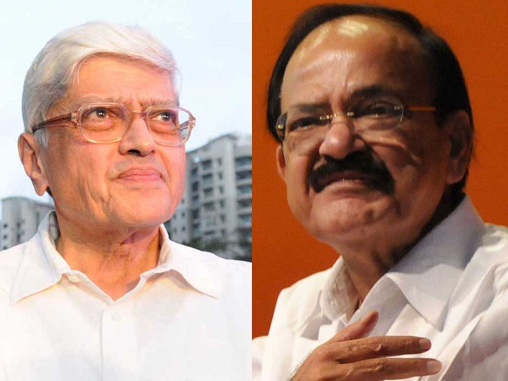 The result of the contest between Naidu and opposition's Gopalkrishna Gandhi will be announced around 7 in the evening after members of Lok Sabha and Rajya Sabha cast their vote in Parliament house.  PTI File Photo