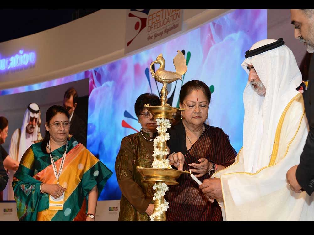 Sheikh Nahyan thanked the CM vasundhara Raje for her visionary idea of arranging for this festival and said with the teachers and pupils of Rajasthan getting acquainted with novel ideas of providing education this would revolutionize the scenario of education. DH Photo