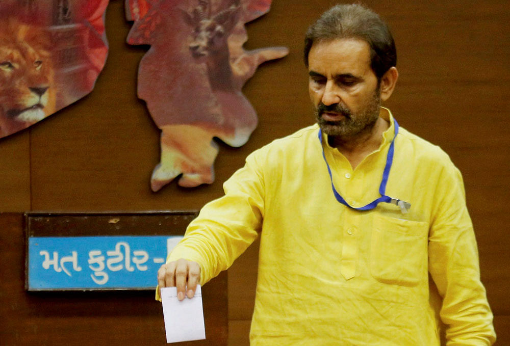 Shaktisinh Gohil, Congress leader, moved the EC to have the votes of the 2 MLAs who voted for the BJP candidate invalidated, delaying the counting of votes. PTI photo.