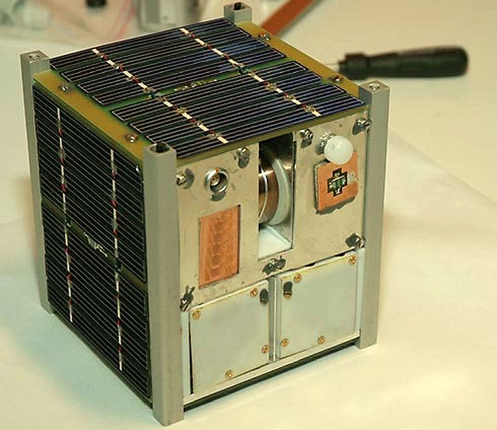 CubeSats are a type of miniature satellite which are often built using off-the-shelf components than specialised sensors and equipment. Wikipedia photo for representation.