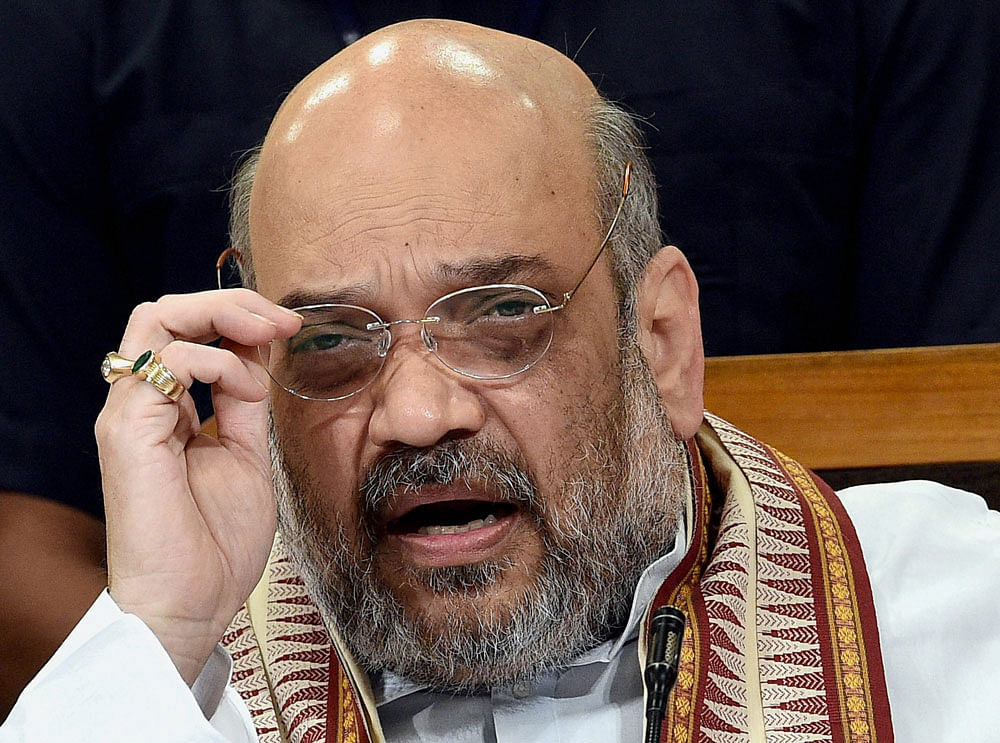 Amit Shah submitted his resignation to Speaker Raman Vora at his residence. PTI File Photo
