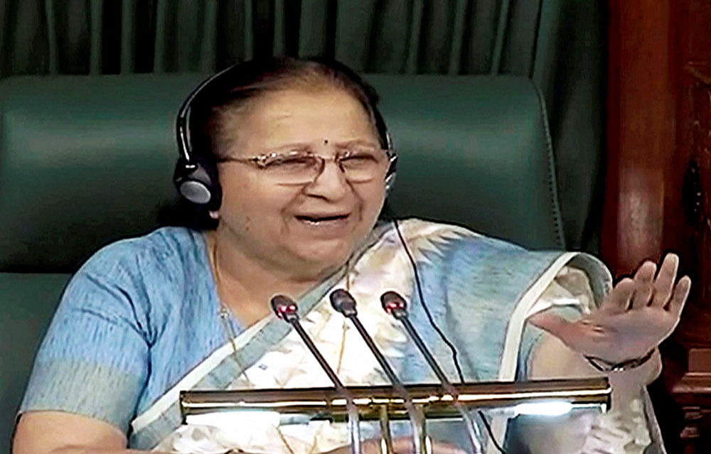 The Lok Sabha speaker, Sumitra Mahajan, said that the house sat for 71 hours during the session, of which nearly 23 hours were wasted on disruptions. PTI photo.