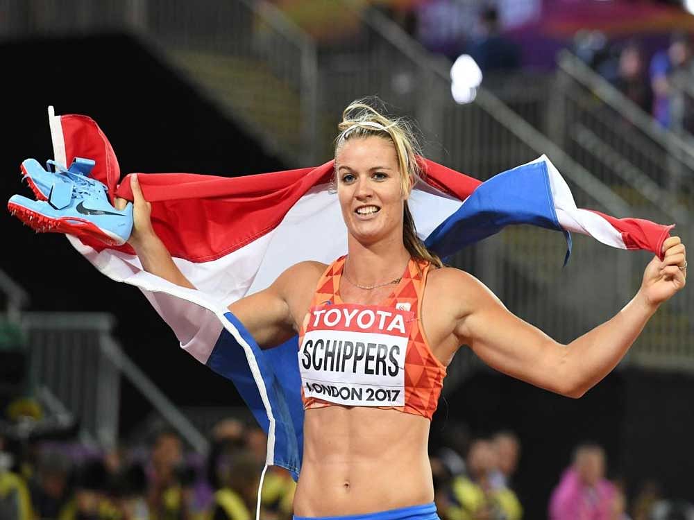 ORANJE DELIGHT: Netherlands' Dafne Schippers celebrates after winning the women's 200M final on Friday. AFP