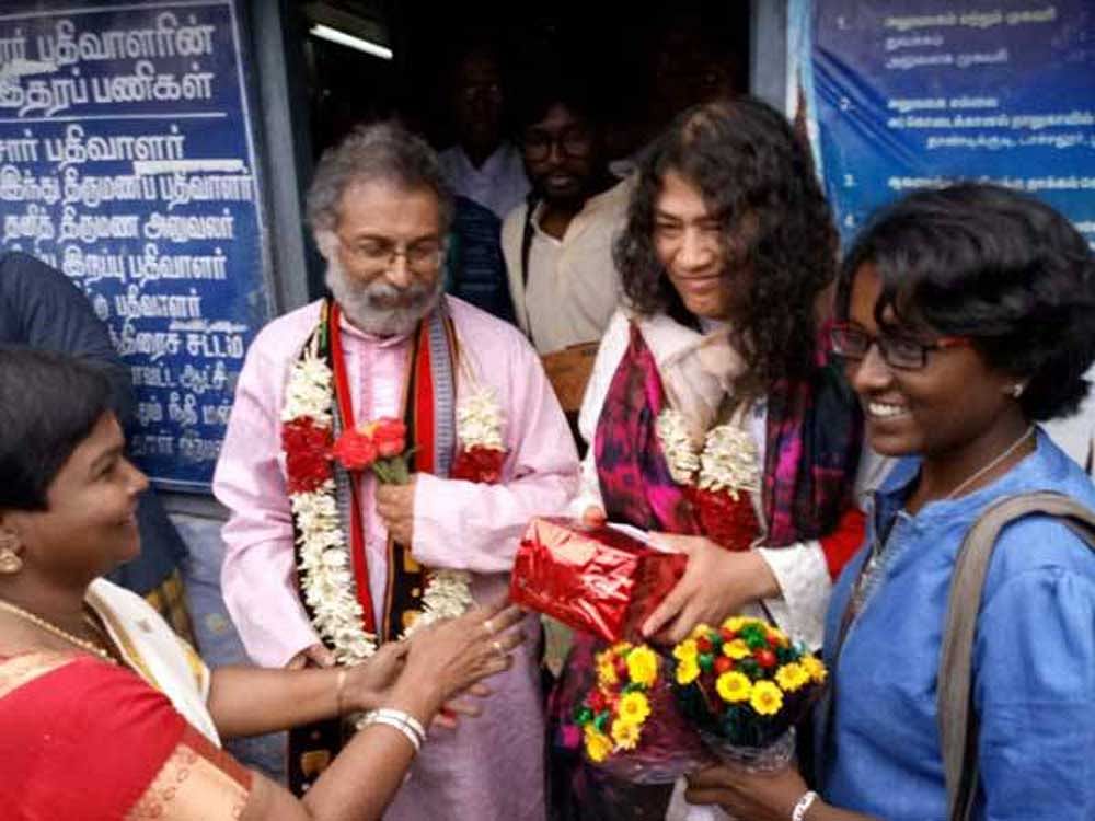 Irom Sharmila married Desmond Coutinho in a simple ceremony with even both their families absent. Twitter photo.