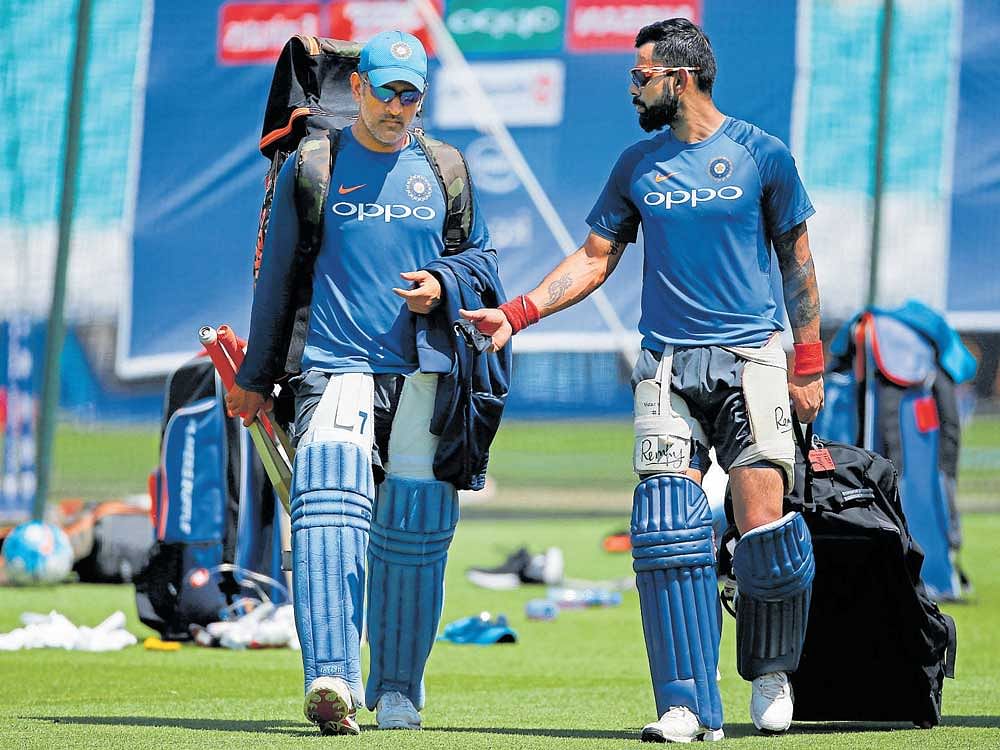 Dhoni was engaged in training, in the midst of having to fend off questions about the future of his career.