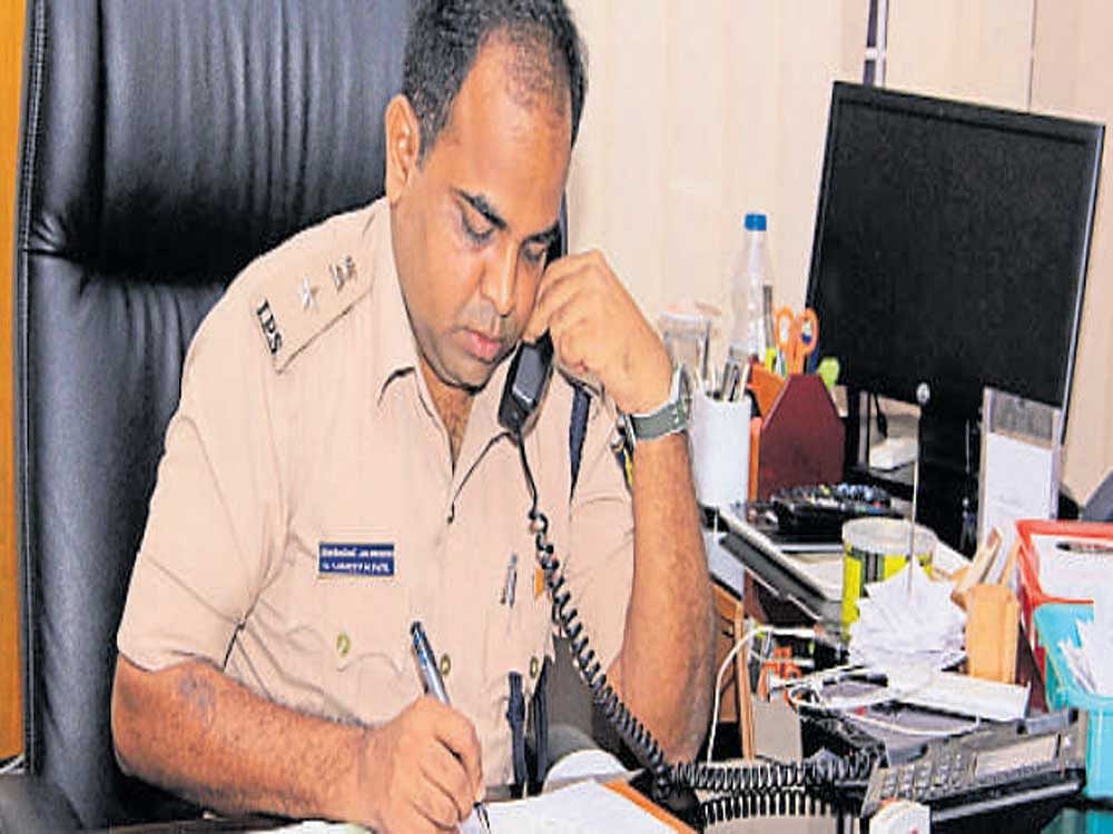 Superintendent of Police Dr M Sanjeev Patil at a phone-in programme with public in Udupi.