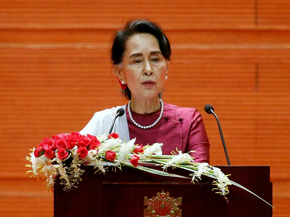 Myanmar State Counselor Aung San Suu Kyi delivers a speech to the nation over Rakhine and Rohingya situation, in Naypyitaw, Myanmar. Reuters Photo