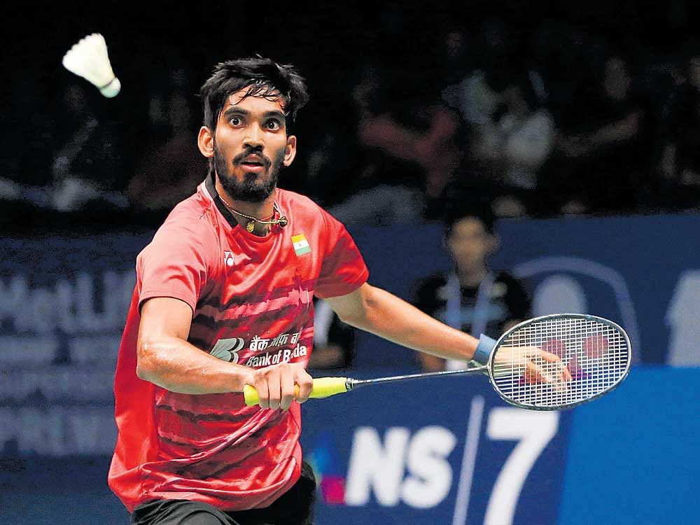 Srikanth won two points with one of the returns kissing the net. File Photo