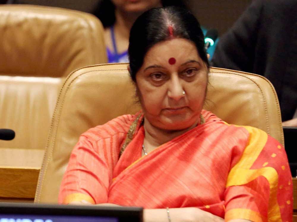 External Affairs Minister Sushma Swaraj attends NAM meeting on Palestine in UN in New York on Tuesday. PTI Photo