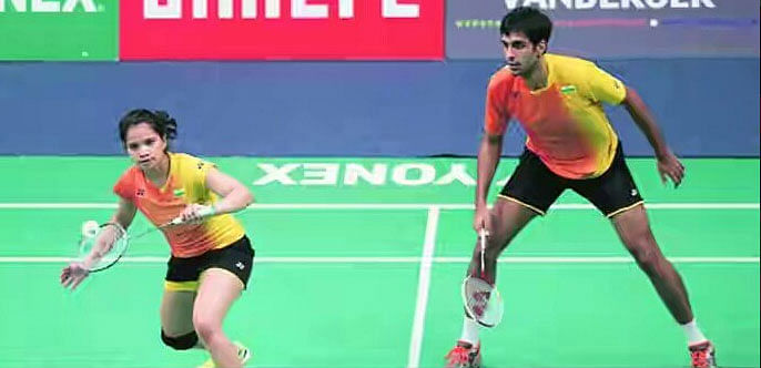 Pranaav and Sikki, who had clinched the Syed Modi Grand Prix Gold title at Lucknow this year, squandered the opening game advantage to go down 21-14 15-21 19-21 to the local pair of Takuro Hoki and Sayaka Hirota. Picture courtesy Twitter