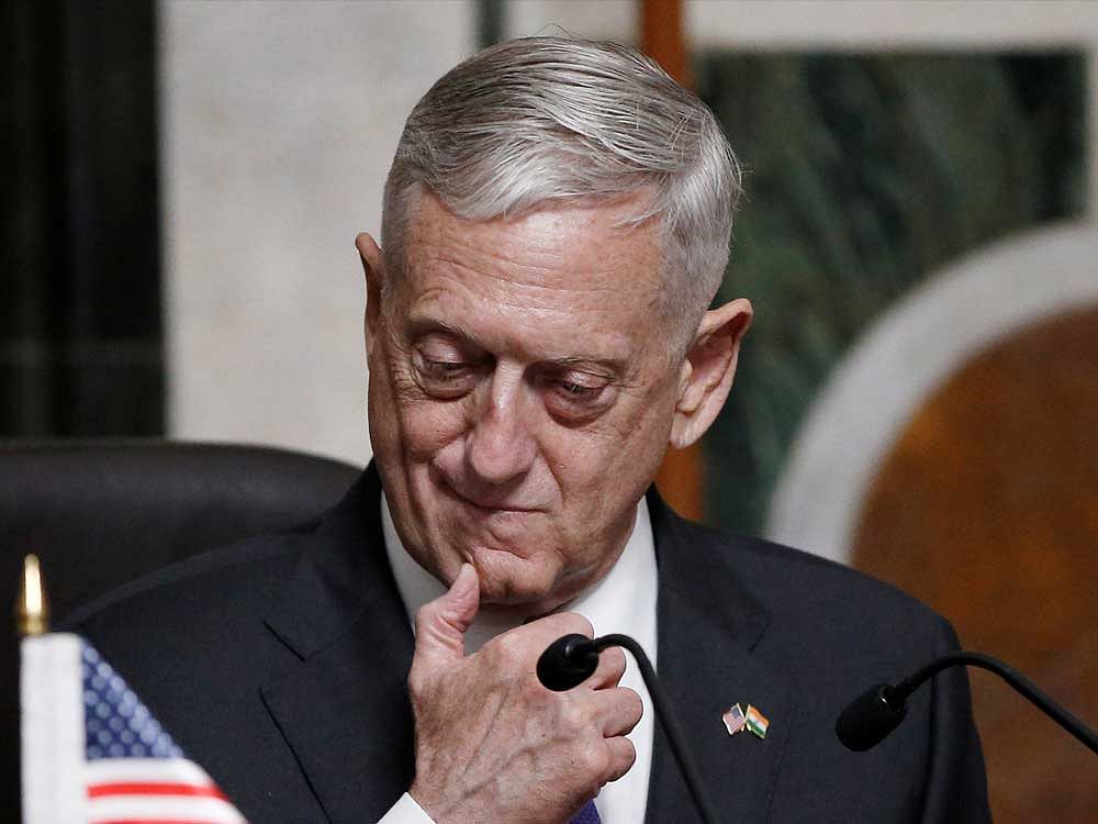 U.S. Defense Secretary Jim Mattis gestures as he speaks during a joint news conference in New Delhi, India September 26, 2017. REUTERS/Adnan Abidi