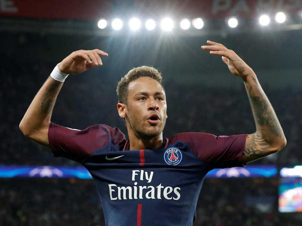 PSG's Neymar celebrates after scoring against Bayern Munich on Wednesday. Reuters