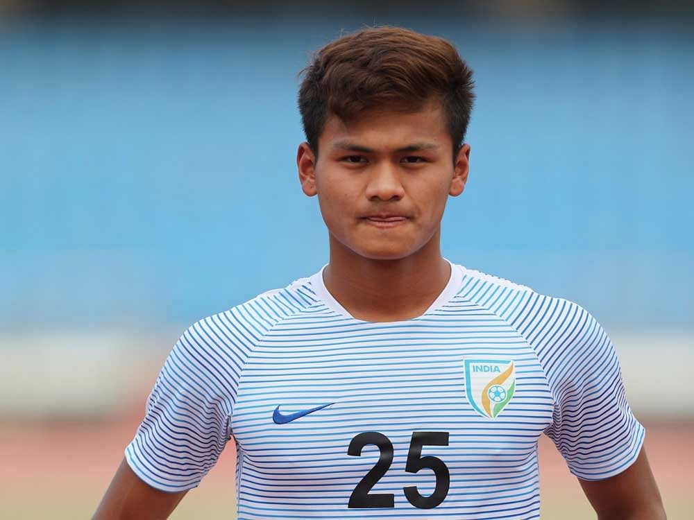Jeakson, a defensive midfielder in the 21-member Indian team, hails from from Haokha Mamang village in Manipur's Thoubal district. Image courtesy Indian Football Team/Twitter