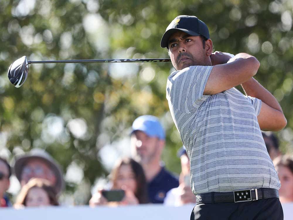 Indian touch: Anirban Lahiri in action at the Presidents Cup. USA Today