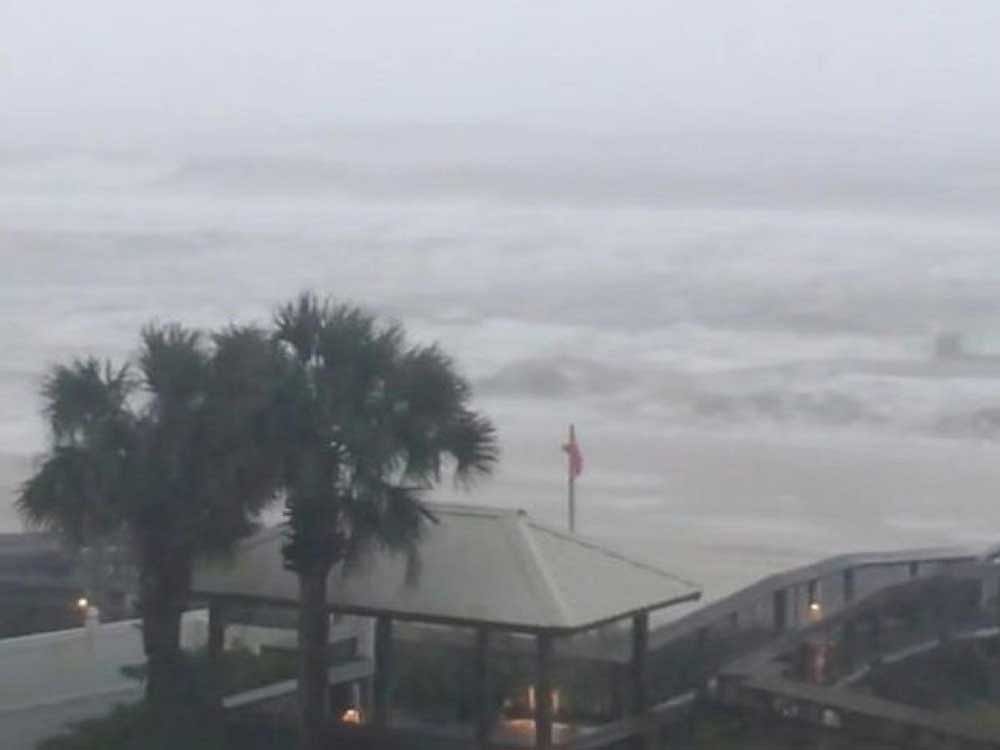 Heavy rain is seen at Orange Beach, Alabama, U.S. as Hurricane Nate approaches, on October 7, 2017 in this still image taken from a video obtained via social media. Jacob Kiper, Owensboro, KY/Social Media via REUTERS