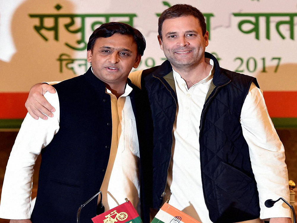 Akhilesh said that the SP and Congress intend to contest the next Lok Sabha polls together. PTI file photo.