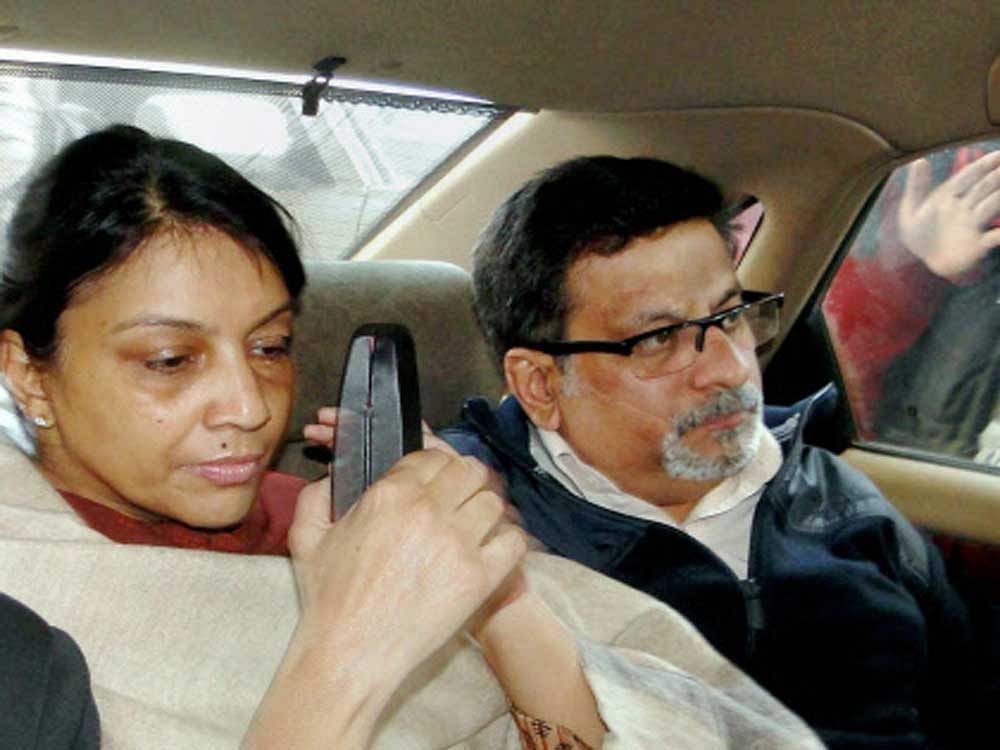 File photo of dentist-couple Nupur Talwar and Rajesh Talwar, who were on Thursday acquitted by the Allahabad High Court in the twin murder case of their daughter Aarushi and domestic help Hemraj. PTI Photo