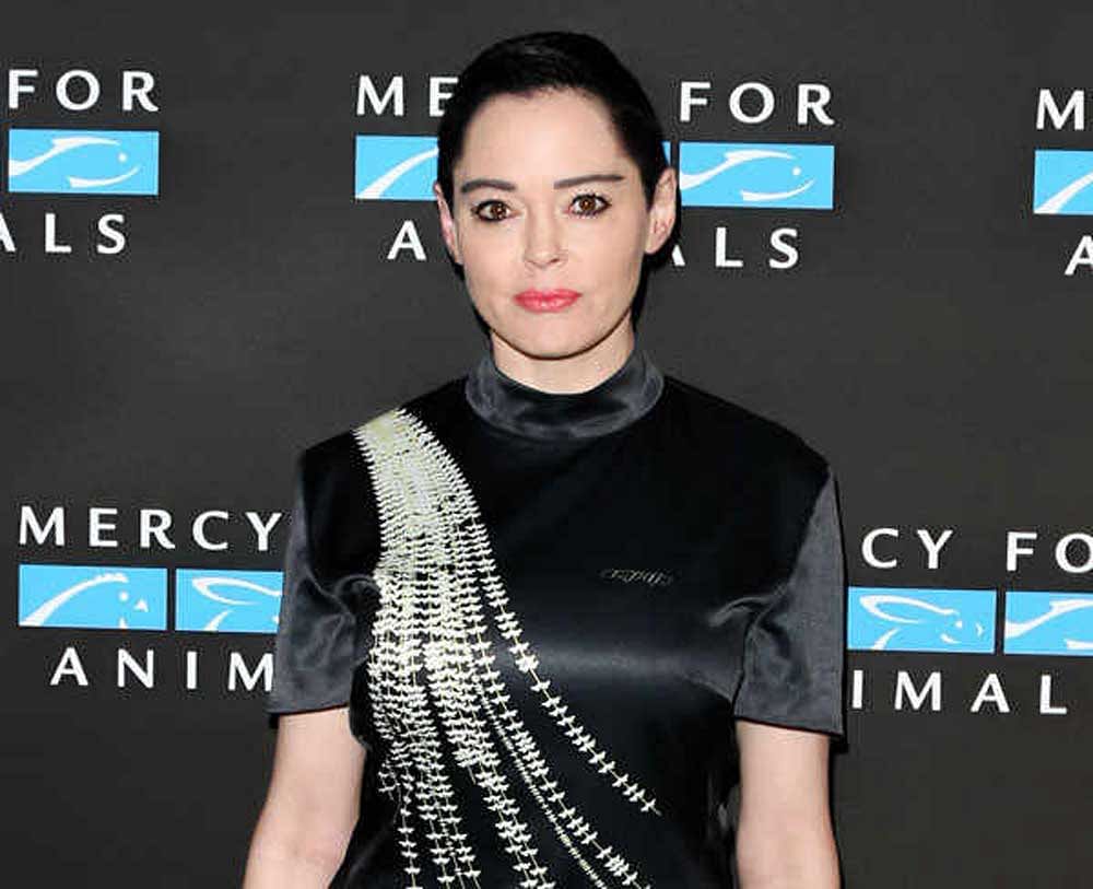 Rose McGowan's Twitter page was suspended for violating its ToC, resulting in the backlash. Twitter photo.
