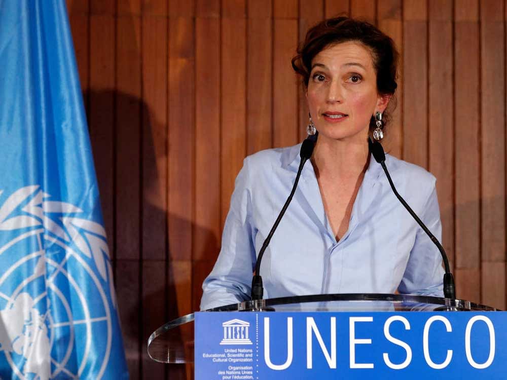 France's Audrey Azoulay, the newly-elected Director-General of the United Nations Educational, Scientific and Cultural Organization (UNESCO), speaks to the media at UNESCO headquarters in Paris, France, October 13, 2017. REUTERS