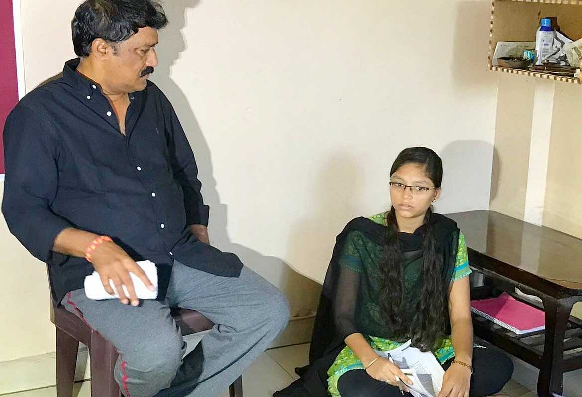 The minister Ganta Srinivasa Rao visited the hostel of Narayana College in Visakhapatnam and spoke with the girl students present at the hostel. Picture courtesy Twitter