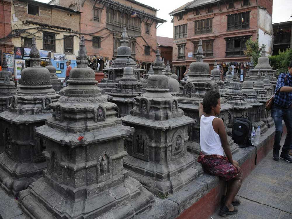 A section of Swayambhunath Temple, Nepal