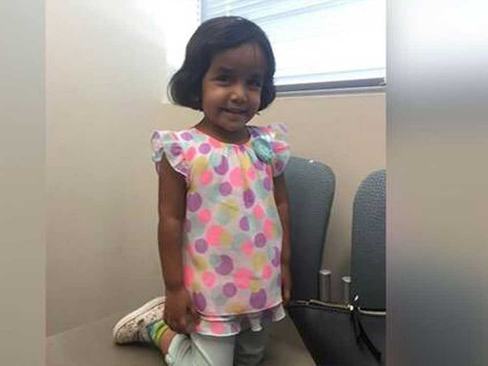 Sherin Mathews vanished last Saturday after her father Wesley Mathews told police he left her outside at 3 a.m. as punishment for not drinking her milk. Image courtesy Twitter