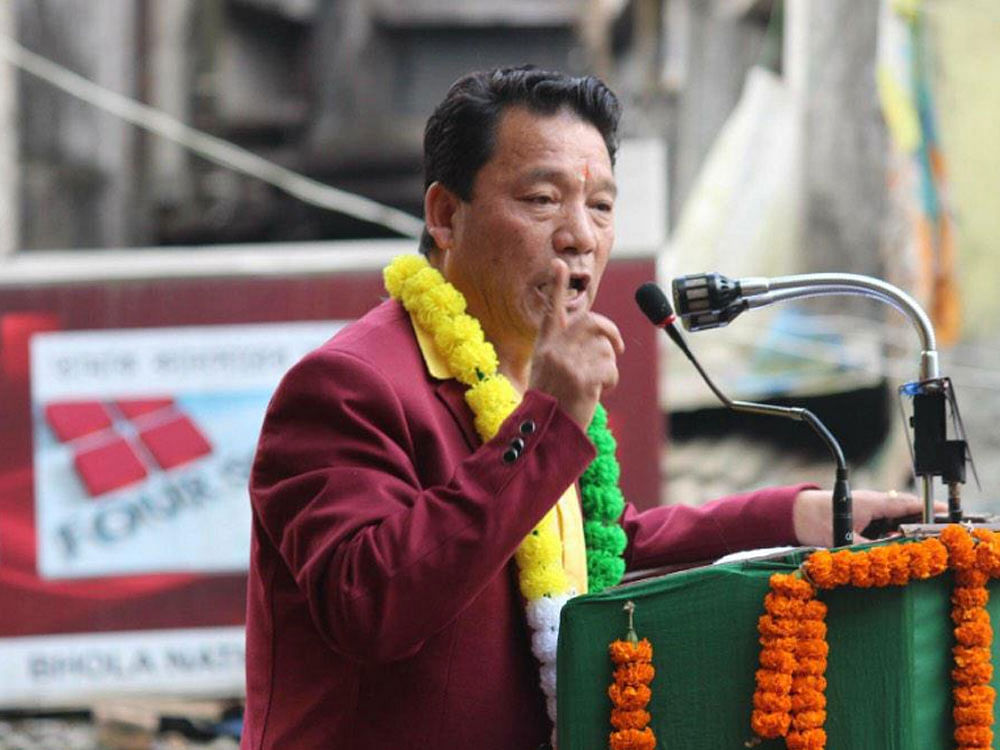 The Gorkha Janmukti Morcha (GJM) chief Bimal Gurung's house escaped the fire but was vandalised, locals said. Image Courtesy: Twitter