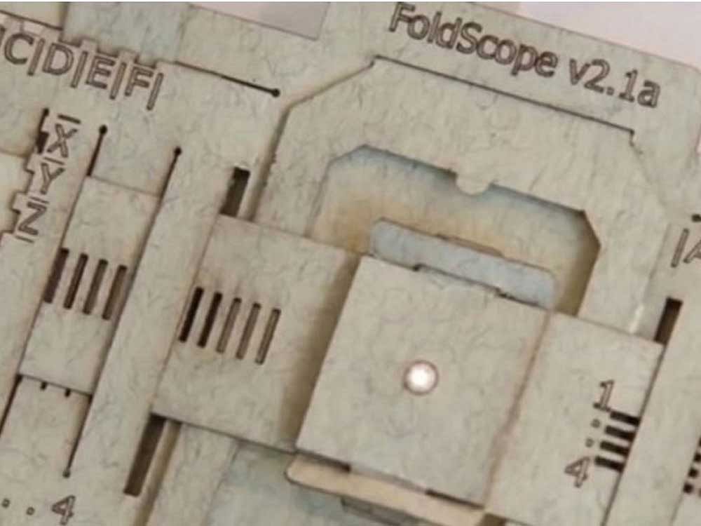 The paper microscope, also known as 'foldscope' is an optical microscope that can be assembled from simple components, including paper and lens. Twitter/@Alex_Polinsky