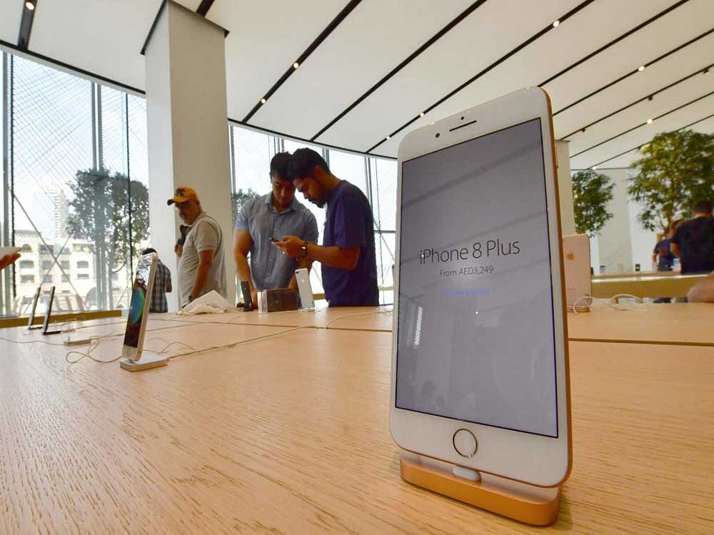 Apple iPhone 8 at Dubai Mall Apple Store in Dubai. AFP