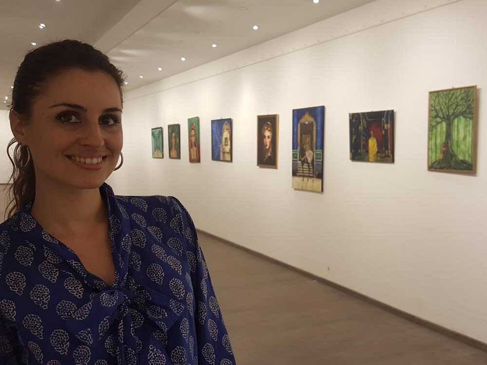 Olympe Thomas-Lamotte, a French native is living in Bengaluru and has opened her first art exhibition. DH Photo
