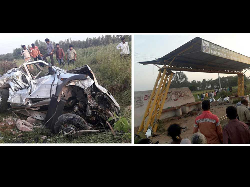 The speeding car crashed into the family, killing Kemparaju, Lavanya and Sanjay on the spot and critically injuring Mamatha. Two of the students - Sajjan and Navaneet Upadhyay - also died while Shubham, Abdur Rahman and another student were wounded. DH Photo