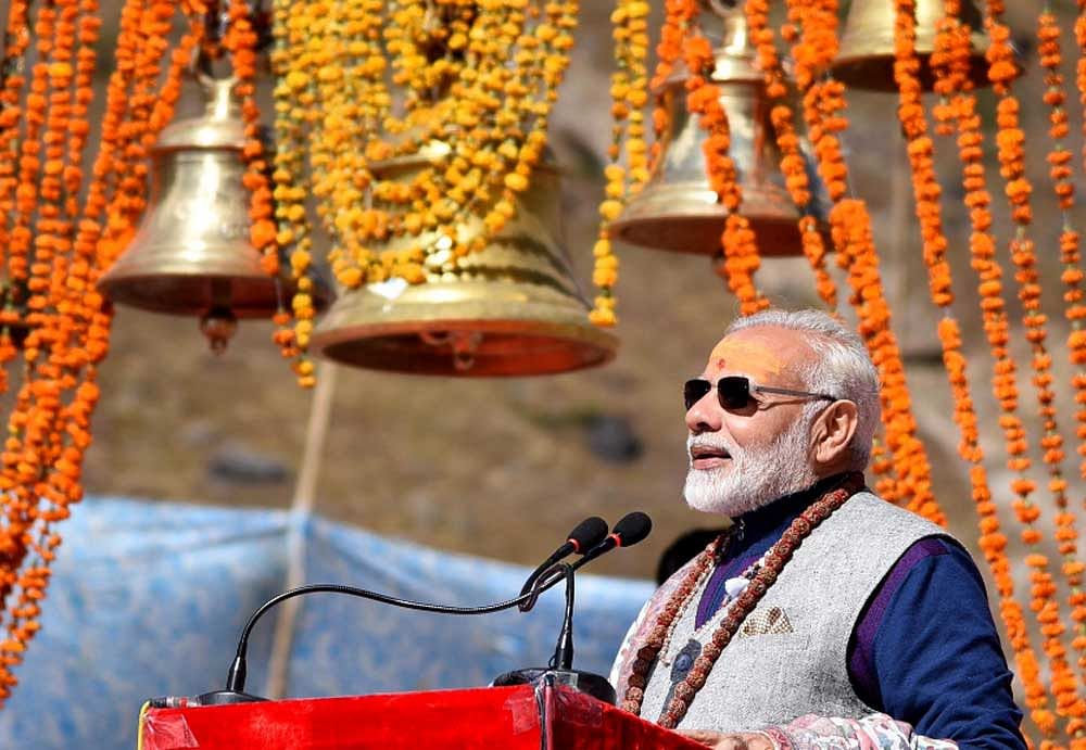 Modi, who had visited the shrine in May this year, also laid the foundation stones of five major reconstruction projects at Kedarpuri. Photo credit: Twitter/PMOIndia
