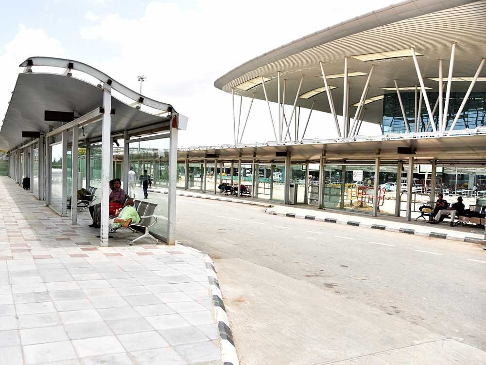 A partial view of the Kempe Gowda International Airport terminal at Devanahalli on the city outskirts. DH FILE PHOTO