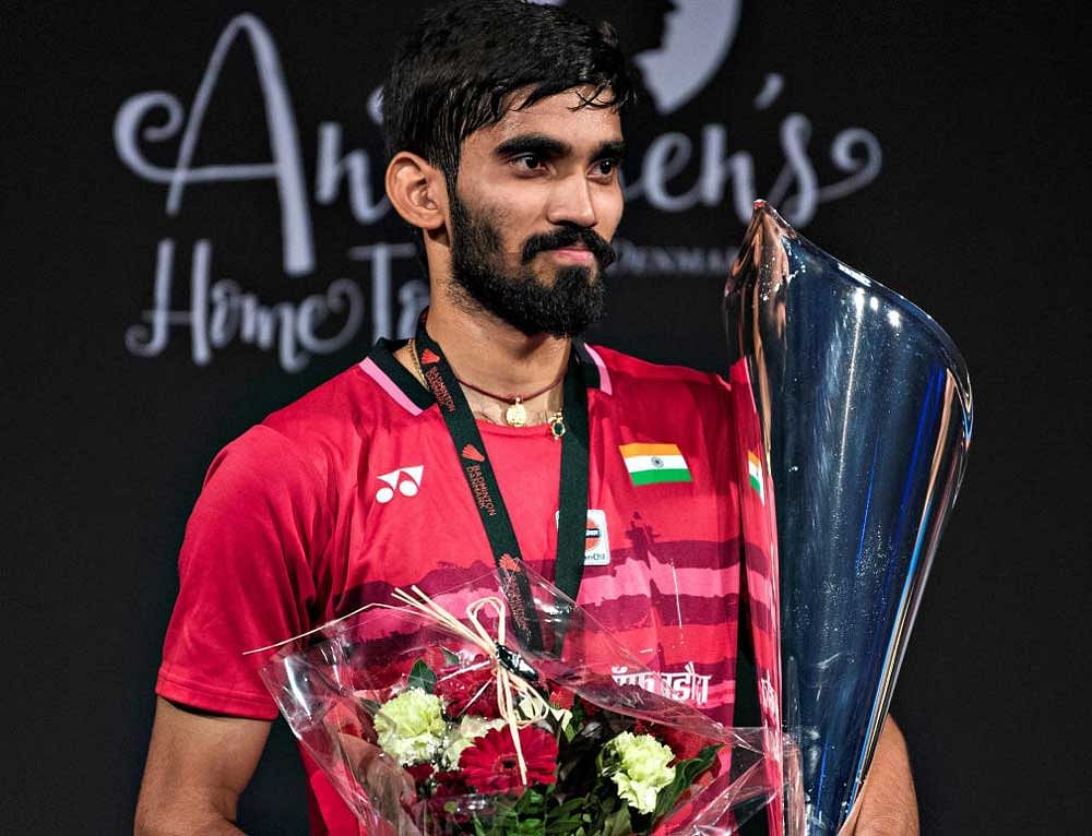 on a roll: Kidambi Srikanth with his Denmark Open Trophy.