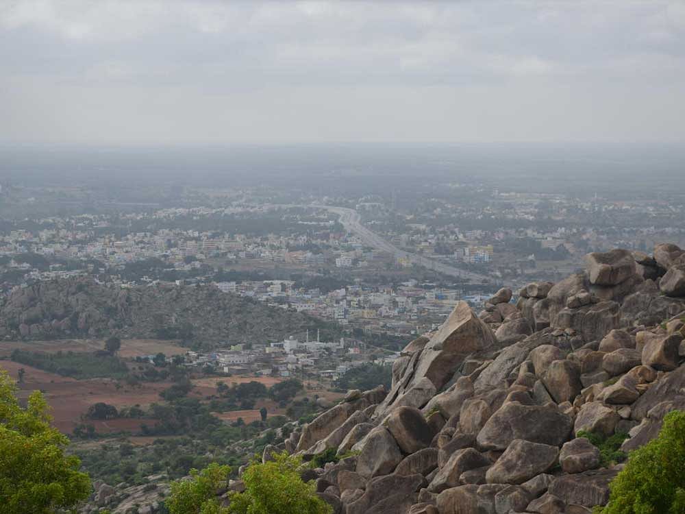 A view from the hill top of the town near Kolar.