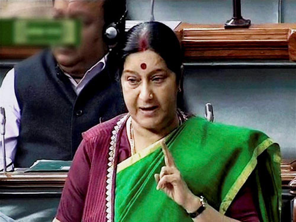 'After Baby Saraswati @ Sherin Mathews' case, we have taken a decision that passports for adopted children will be issued only with prior clearance by Ministry of (Women and) Child Development in all cases,' External Affairs Minister Sushma Swaraj tweeted on Friday. Photo credit: PTI.
