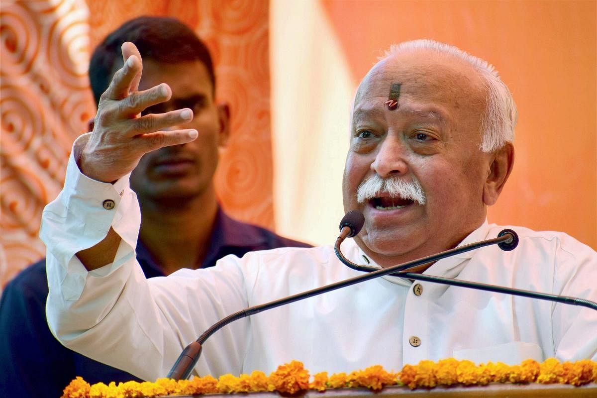 Addressing a gathering of college-going RSS volunteers here yesterday, he said the government alone cannot bring development, and that it needed changes in the society. PTI File Photo
