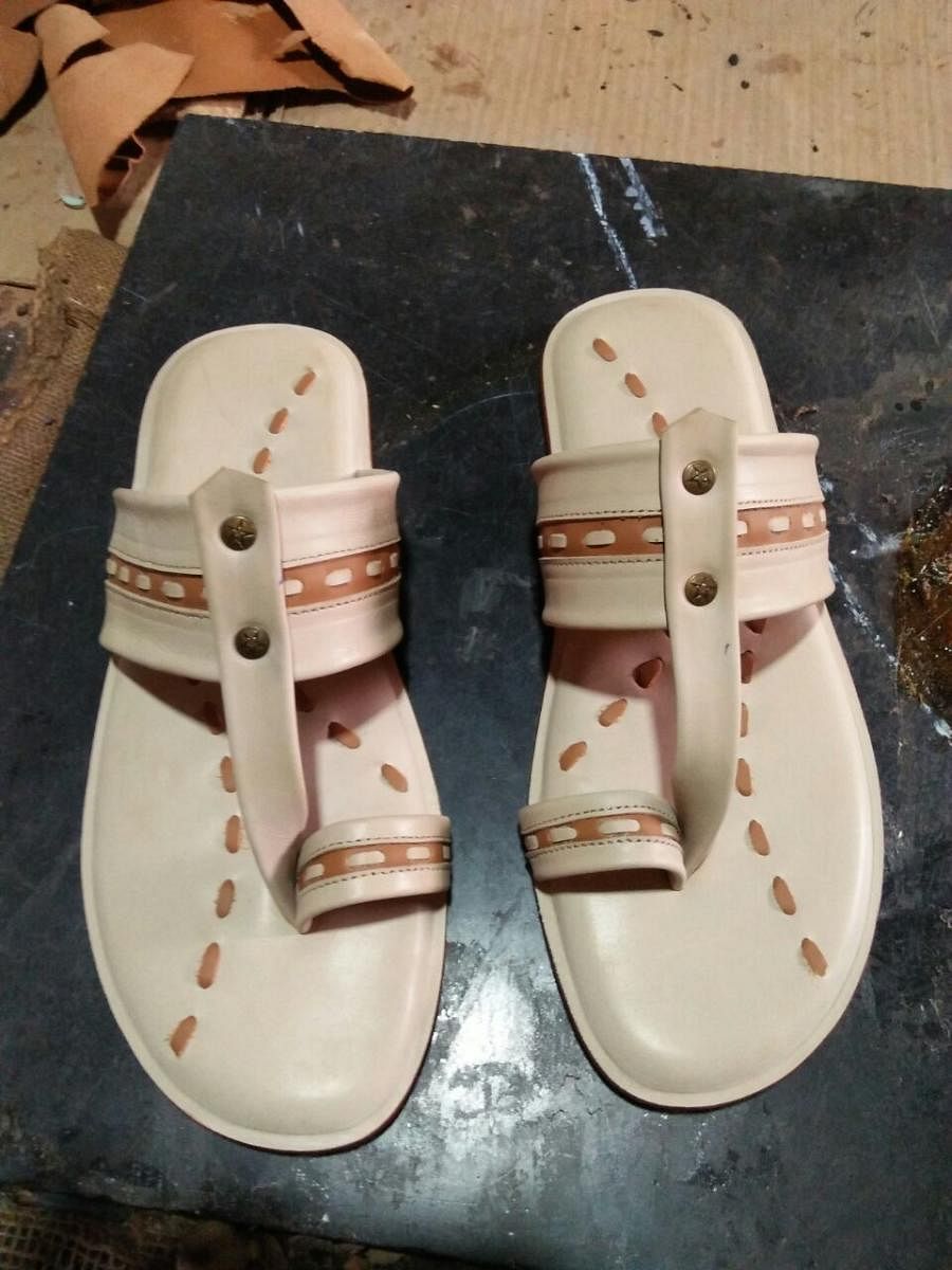 Specially prepared sandals to be gifted to PM Modi in Bidar on Sunday.