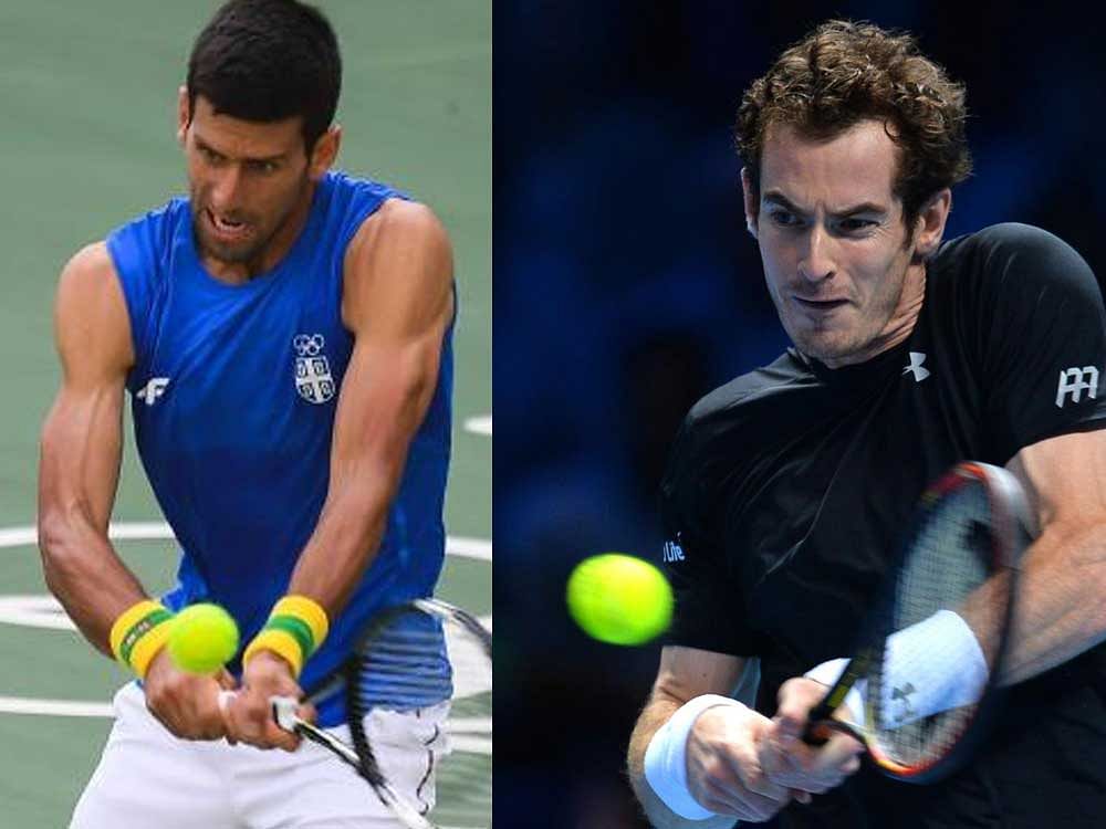 Serbia's Novak Djokovic and Britain's Andy Murray. AFP Photo