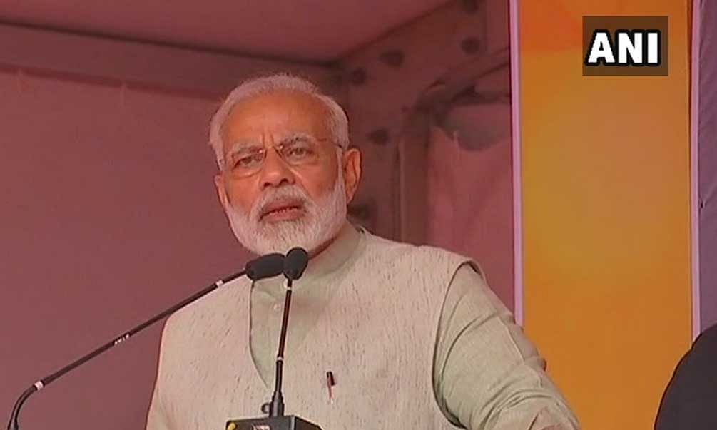 Prime Minister Narendra Modi addresses BJP workers in Bengaluru. ANI pic