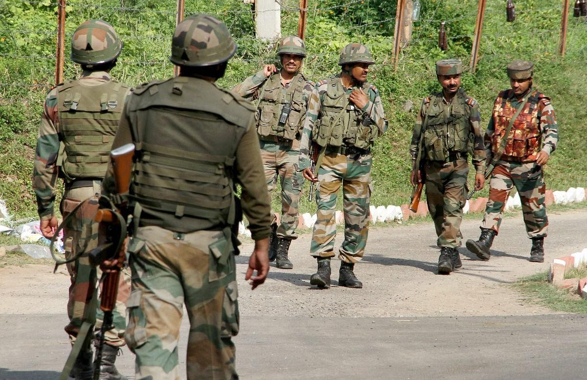 Indian Army personnel during a search operation at Akhnoor, about 35km from Jammu on Thursday. PTI File photo for representation purpose