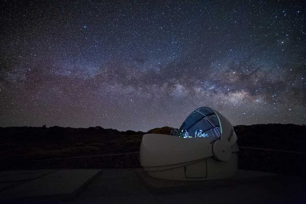 The Gravitational-wave Optical Transient Observer (GOTO) in La Palma, Spain will look for flares of light coming from the same spot as any gravitational waves. Photo CREDIT: Krzysztof Ulaczyk/University of Warwick