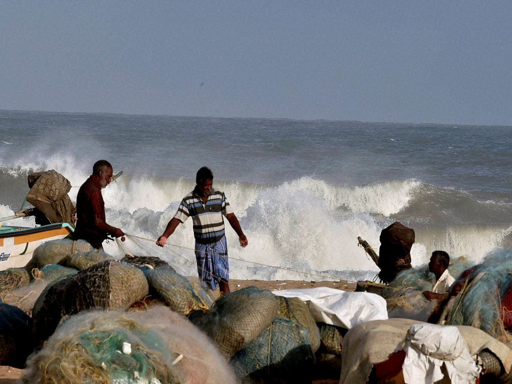 Thirteen Tamil Nadu fishermen were arrested by the Sri Lankan Navy when they were fishing near Neduntheevu in the island nation's waters. PTI file photo. For representation purpose