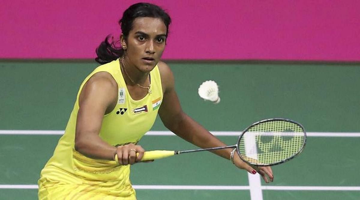 Glasgow : India's Pusarla Sindhu competes in the women singles final on day seven of the 2017 BWF World Championships at the Emirates Arena in Glasgow, Scotland, Sunday Aug. 27, 2017.