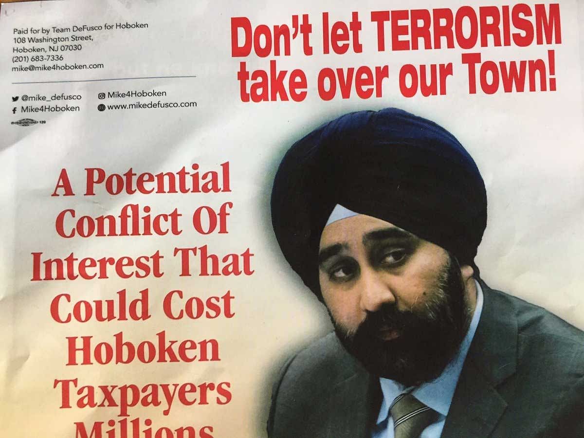 A Sikh mayoral candidate in the US has been labelled a terrorist in slanderous flyers left on car windshields only days before the election, according to a media report. Picture courtesy Twitter @RaviBhalla