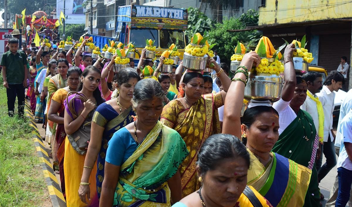 A procession was held prior to Kanaka Jayanthi celebrations in Mangaluru on Monday.
