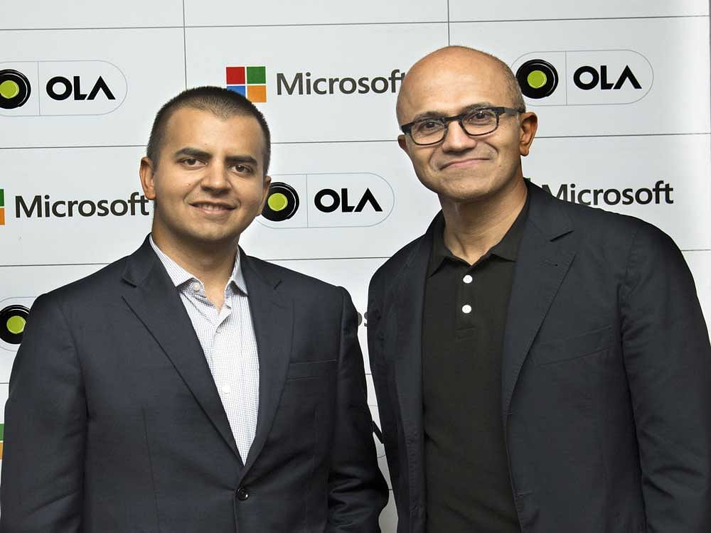 Bhavish Aggarwal, Co-Founder and CEO of Ola and Satya Nadella, CEO, Microsoft.