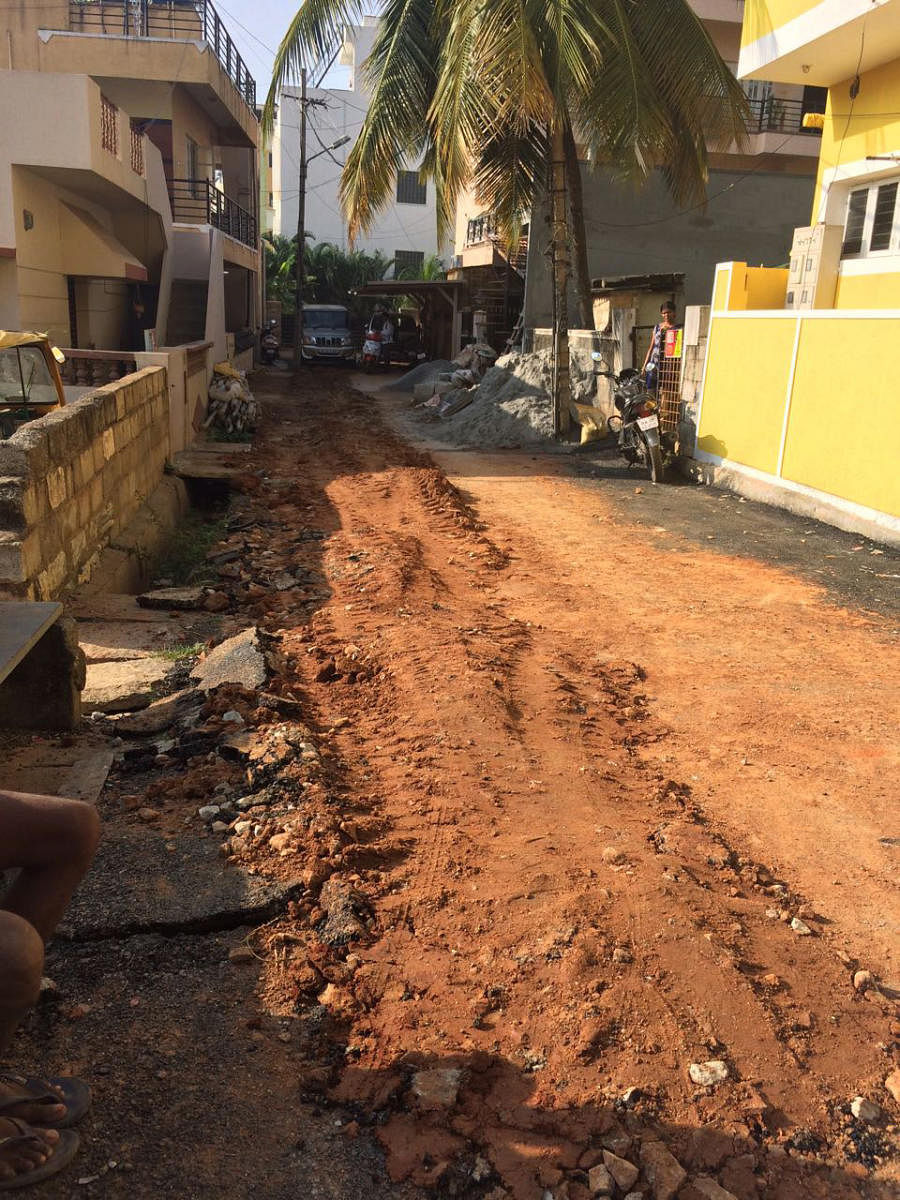 A newly laid road dug up to lay water pipelines in Doddakallasandra in Bengaluru on Thursday.